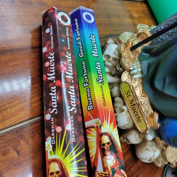 SANTA MUERTE 7 color Statue 12", 7 color Candle Fixed & incense Altar Bundle - Picture 5 of 16